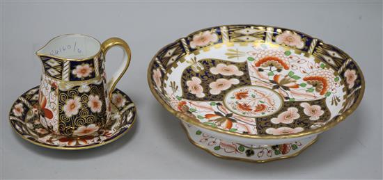 A Crown Derby bowl, jug and saucer
